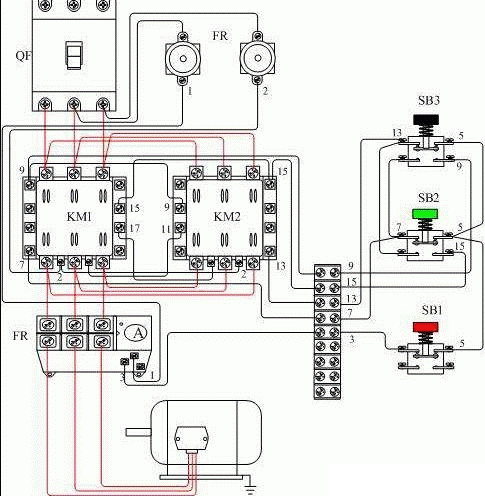 三廂異步電動機正反轉(zhuǎn)接線圖2